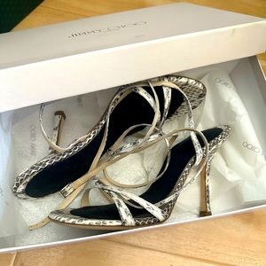 Barely worn JIMMY CHOO SNAKESKIN HEELED SANDALS